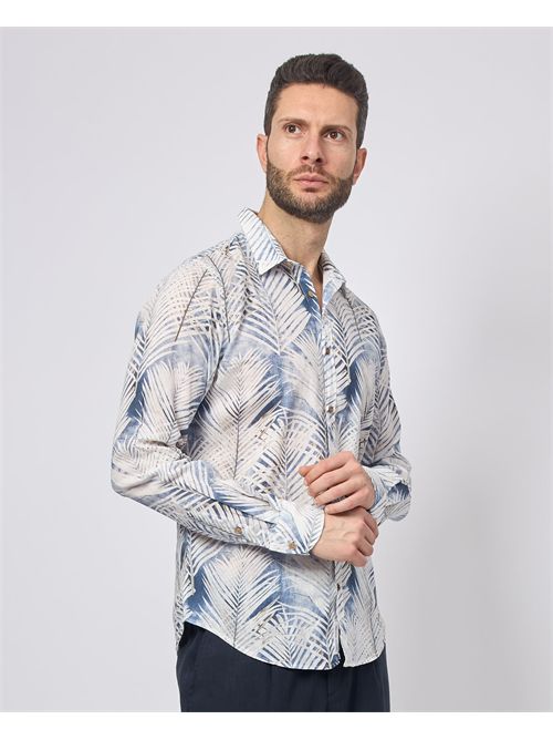 Camicia uomo Yes Zee in lino con stampa fantasia YES ZEE | C521-UR002001